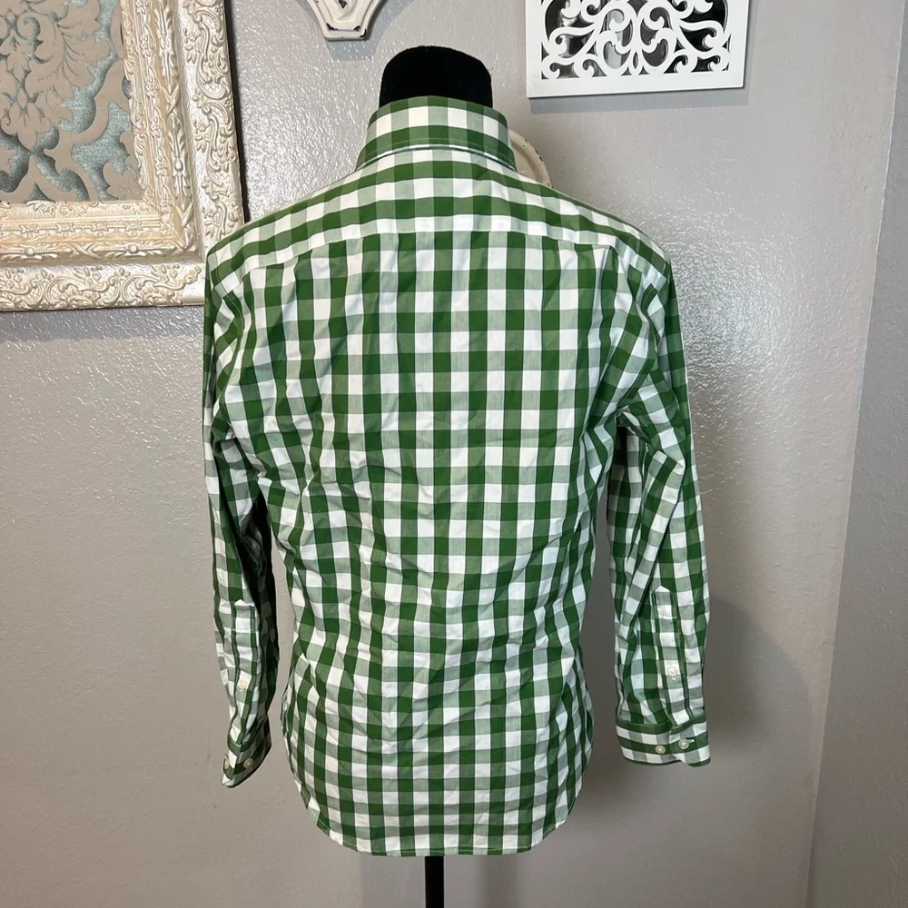 Banana Republic Green and White Checked Button-Down Shirt